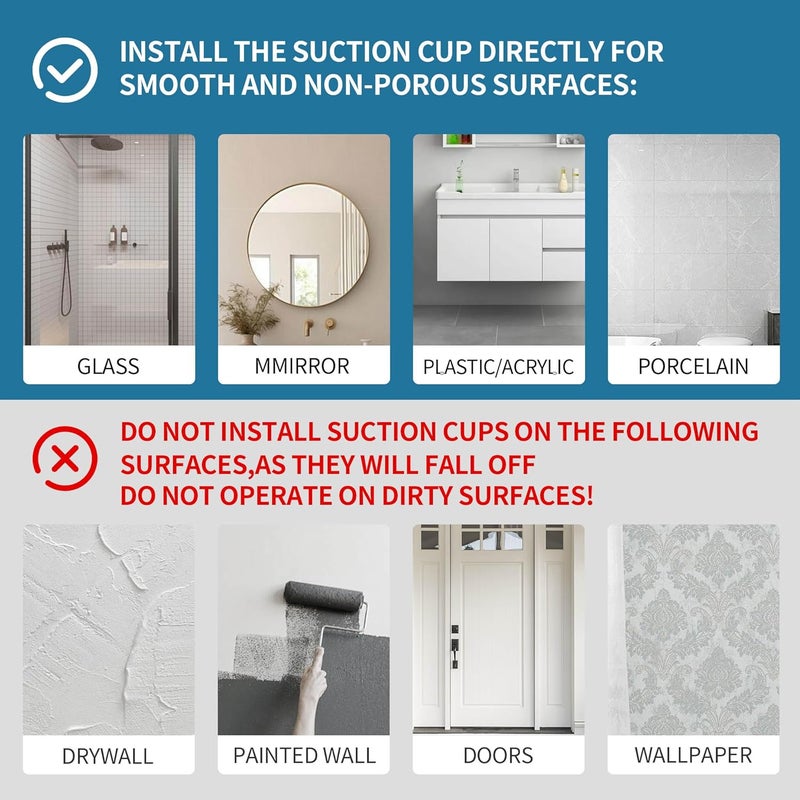 Deluwire Suction Cup Hooks for Shower,2 Packs Towel Holder,Removable Shower Towel Suction Hooks for Bathroom Wall,Kitchen,Glass,Mirror,Tile to Hang Robes,Loofah-Silver(No Rough or Dirty Surfaces.) - Image 2